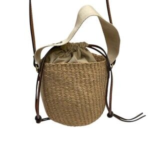 Chloe Woody Basket Shoulder Bag Beige